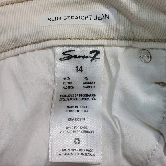 Seven 7 Women's Size 14 Slim Straight High Rise Jeans Bone Denim Stretch NEW! - Picture 9 of 13